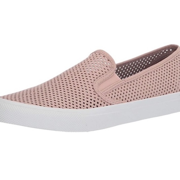 Sperry Shoes - Sperry Seaside Perforated Leather Slip On Fashion Sneaker Women’s Size 6M Beige